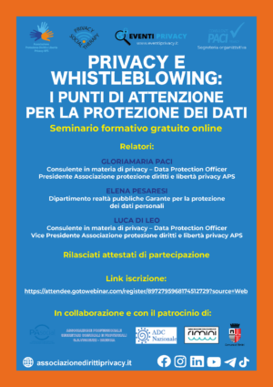Seminario formativo gratuito Privacy e Whistleblowing: i punti di attenzione per la protezione dei dati